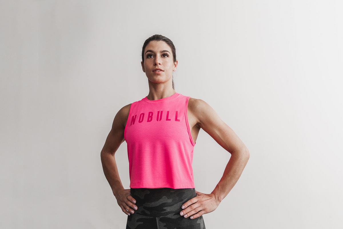 Nobull Muscle Neon Women's Tank Tops Pink | Australia (FN5829)